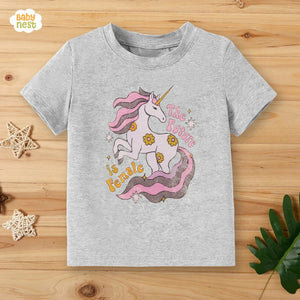 Unicorn The Future Half Sleeves T-shirt For Kids – Grey – SBT-342
