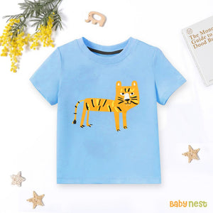 Lion Half Sleeves T-shirt For Kids – Blue – SBT-343