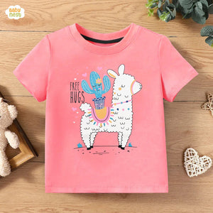 Free Hugs Half Sleeves T-shirts For Kids Pink – SBT-346
