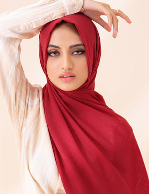 Turkish Slubs Lawn Hijab- Maroon