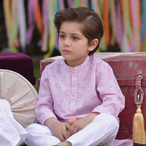 Boys Lilac Printed Kurta