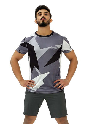 Trex - Grey Pattern Mens Sports T shirt - MSP-008