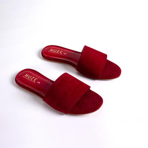 Ruby Red Casual Faux Suede Flats