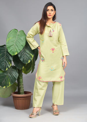 Lime Green - Embroidered - AKS-3029