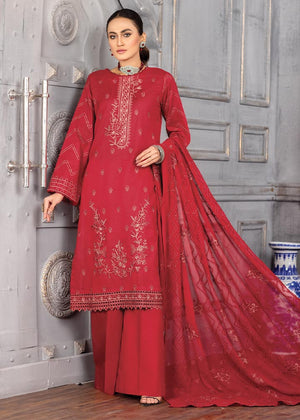 Qalb D-21 : Unstitched Embroidered Lawn 3pc