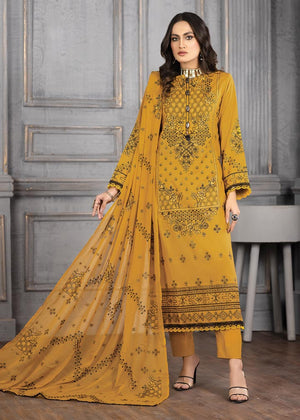 Qalb D-20 : Unstitched Embroidered Lawn 3pc