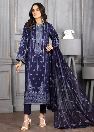 Qalb D-19 : Unstitched Embroidered Lawn 3pc