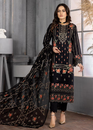 Qalb D-18 : Unstitched Embroidered Lawn 3pc