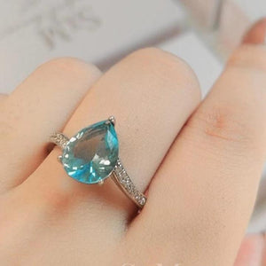 Sky Blue Drop Crystal Zircon Ring