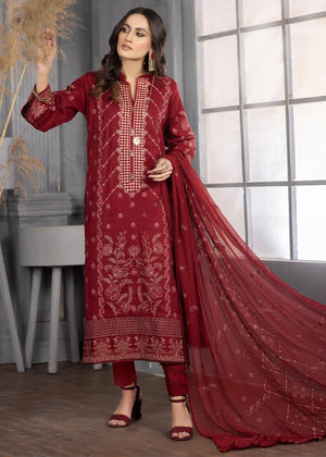 Qalb D-16 : Unstitched Embroidered Lawn 3pc