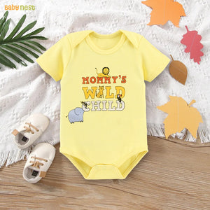Easyclean Water Repellent & Stain Resistant Onesie RBT-218 Mommy'S Wild Child Rompers For Kids Yellow