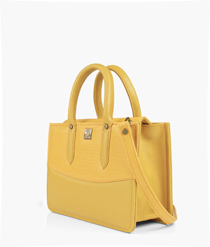 Yellow crocodile satchel bag