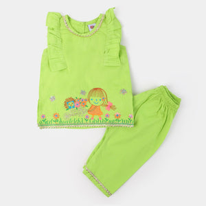Infant Girls Cotton 2Pcs Suit Baby Morning Vibes - Green