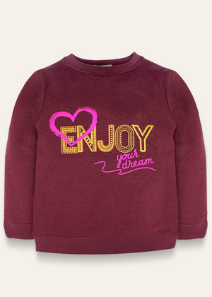 Maroon ENJOY Printed Sweatshirt