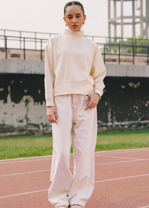 Beige Cropped Turtleneck