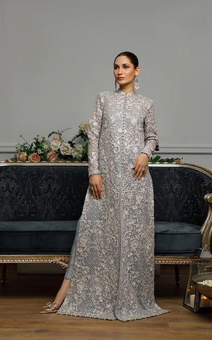 Net Embroidered Dress With Trouser - 5532.2