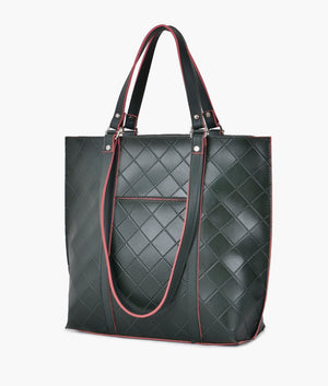 Army green quilted tote bag