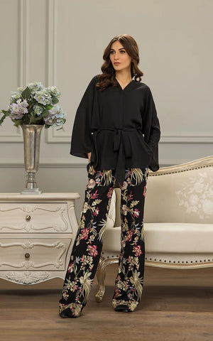 Chiffon Top With Embroidered Trouser - 8633.1