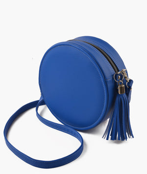 Blue circle cross-body bag