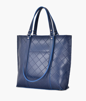 Blue quilted tote bag