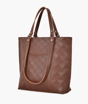 Brown quilted tote bag