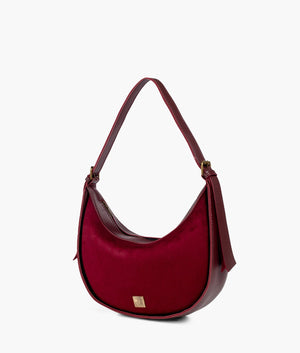 Burgundy suede hobo bag