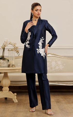 Embroidered Jacket With Trouser - 8759
