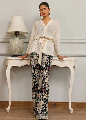 Chiffon Top With Embroidered Trouser - 8614.1