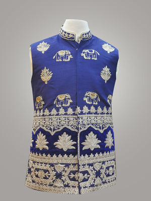 blue designer waistcoat