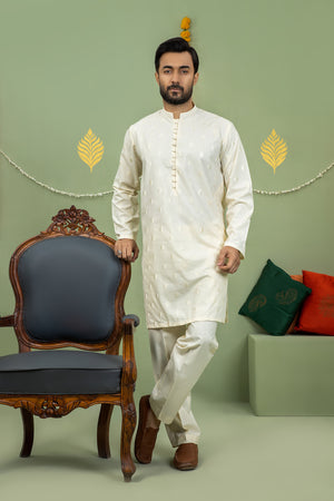 Cream Embroidered Kurta Pant