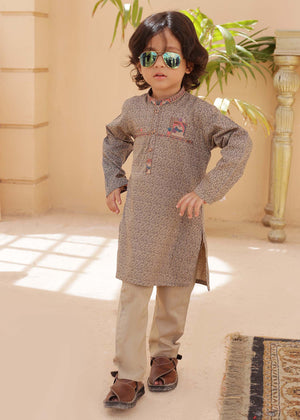 Printed Beige Kameez shalwar - AK 6