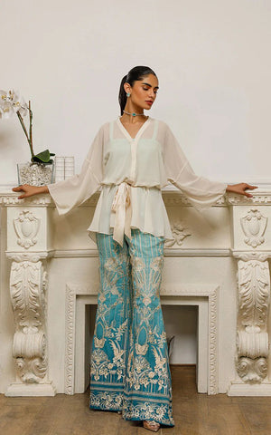 Chiffon Top With Embroidered Trouser - 8561.1