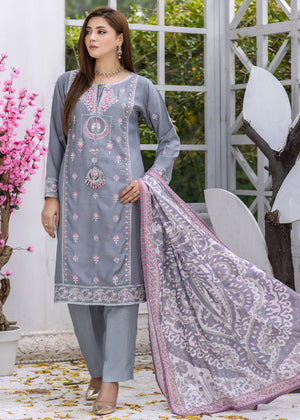 Embroidered Viscose Suit-2659
