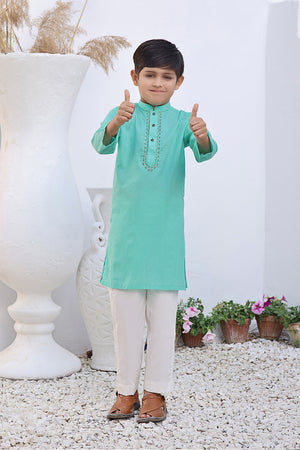 Turquosie emb Boys Kurta