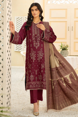 Shafaq SQ-30 : Unstitched Luxury Embroidered Dhanak 3PC
