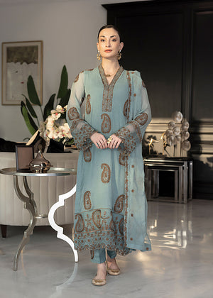 Wild Blue - Merakish Embroidered Chiffon Unstitched 3Pc Suit