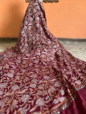 Luxurious Bridal Kashmiri Jamawar Hand Embroidered Shawl