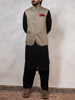 grey cotton waistcoat for men