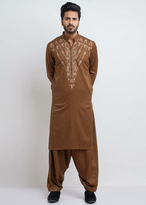 Basics by A.I - Brown Shalwar Kameez