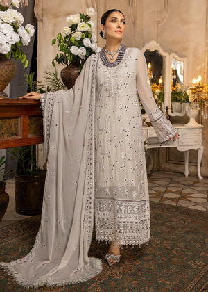 Cloud Gray – Embroidered Chiffon Unstitched 3Pc Suit
