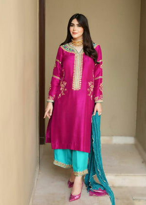 Shocking Pink and Turquoise 3PC Suit