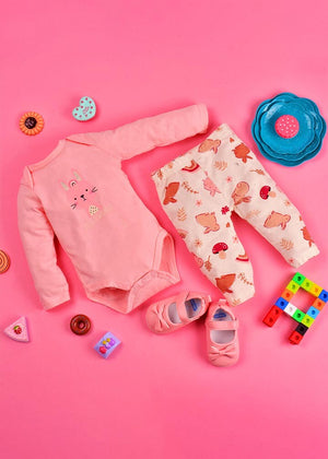 Baby 3 Piece set Pink Hello World