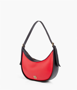 Red with black hobo bag