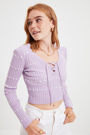 Ace Attire - Mauve Laced Knitted Shirt - Medium