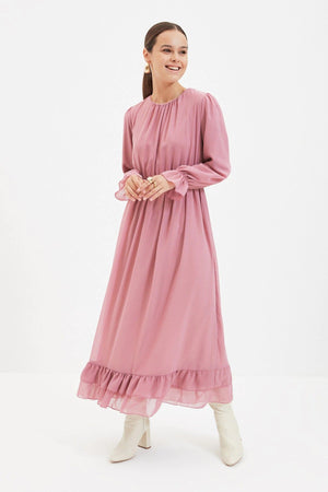 Ace Attire - Frilly Pink Long Summer Dress - Medium & Large