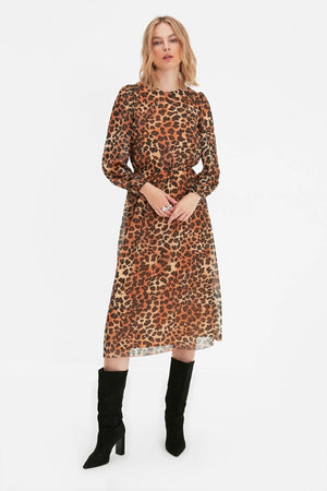 Ace Attire - Leopard Chiffon Dress - Small